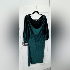Amazon Cowl Neck Hunter Green Velvet Dress